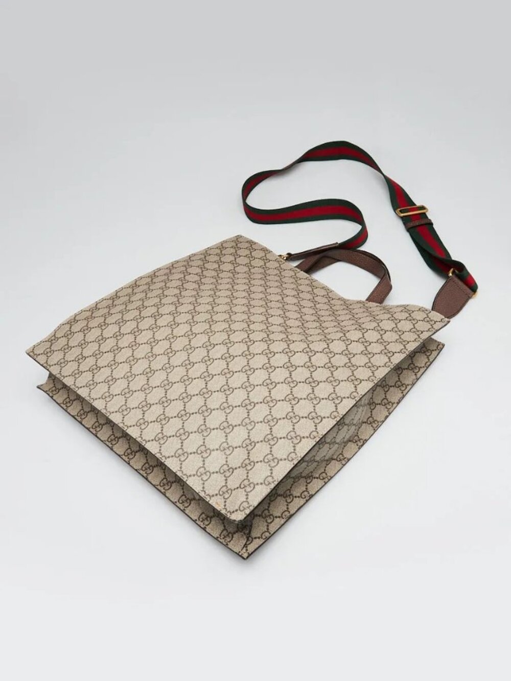 Gucci Beige/Ebony GG Coated Canvas Embroidered Courrier Soft Tote Bag - Picture 3 of 10